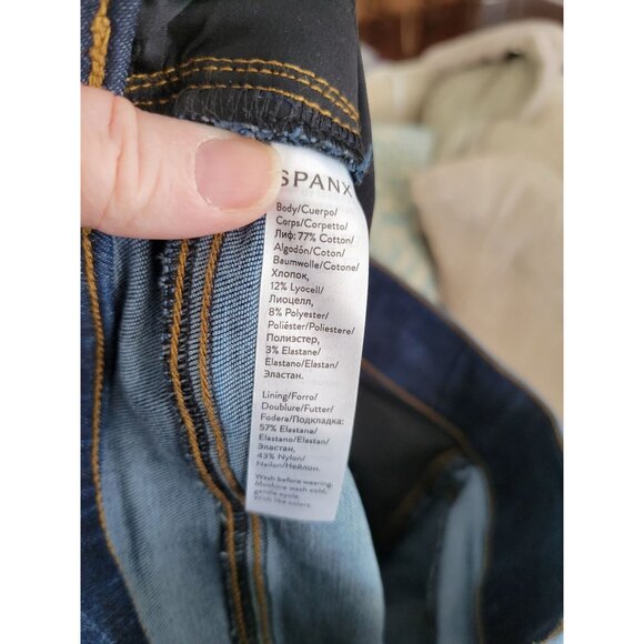 Spanx Blue Jean Flare cropped high waisted demin slimming size Medium 20231R - Picture 7 of 11